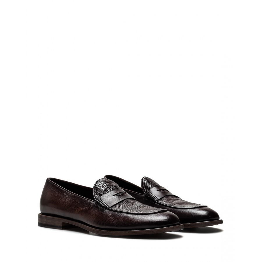 Men's Loafers Shoes PANTANETTI 15392E Lagos Mogano Brown