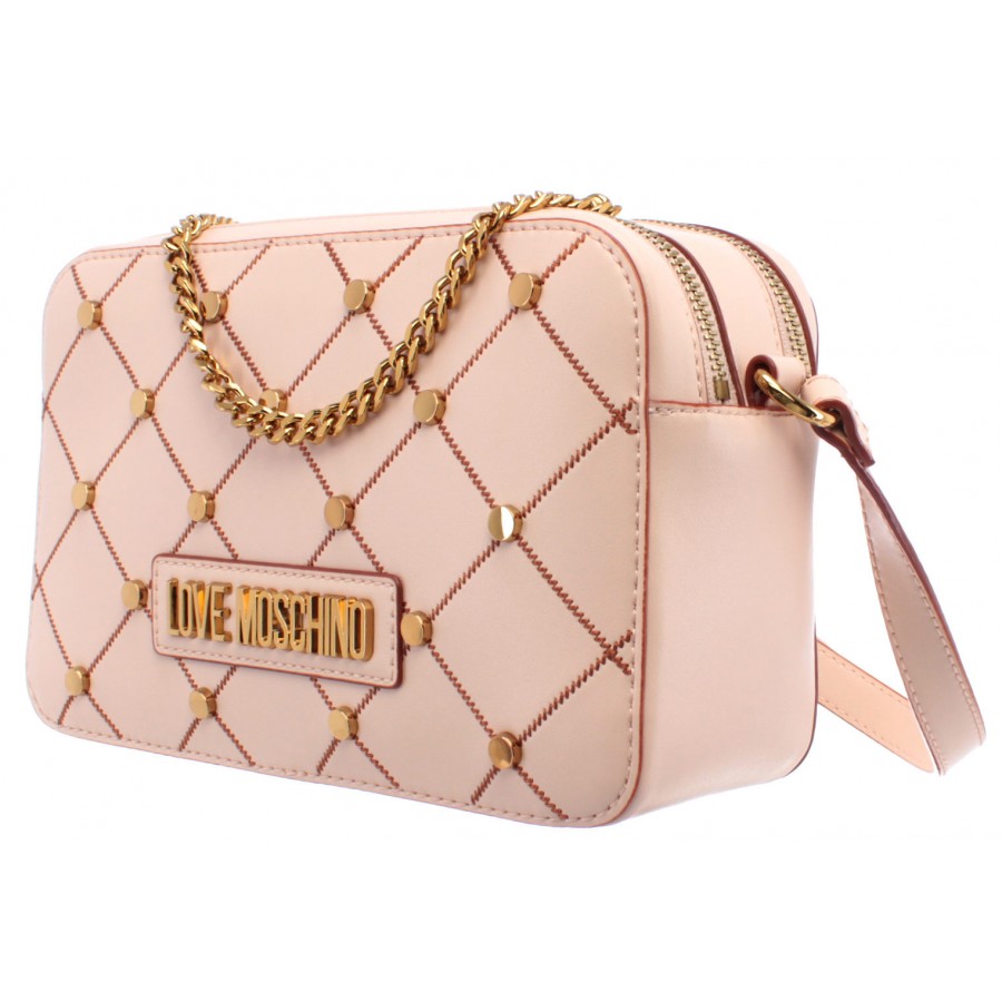 Love Moschino Heart Quilt Shoulder Bag in Natural